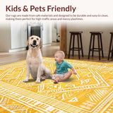 Ultra Soft Area Rug, Non Slip, Stain Resistant, Washable Area Rugs for Living Room, Bedroom, Soft Mustard Geometric Patterns(Yellow)