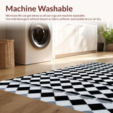 Ultra Soft Area Rug, Non Slip, Stain Resistant, Washable Area Rugs for Living Room, Bedroom, Modern Black and White Checkered Dorm Rug(Black)