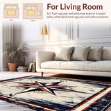 Ultra Soft Area Rug, Non Slip, Stain Resistant, Washable Area Rugs for Living Room, Bedroom, Harbor Master Nautical Star Indoor Transitional Area Rug for Deck(Brown)