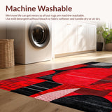Ultra Soft Area Rug, Non Slip, Stain Resistant, Washable Area Rugs for Living Room, Bedroom, Artful Circular Design Aesthetic(Red)