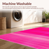 Ultra Soft Area Rug, Non Slip, Stain Resistant, Washable Area Rugs for Living Room, Bedroom, Energetic Modern Layered Design(Pink)