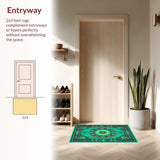 Ultra Soft Area Rug, Non Slip, Stain Resistant, Washable Area Rugs for Living Room, Bedroom, Boho Medallion Forest Green Living Room Rug(Green)