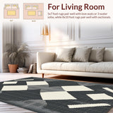 Ultra Soft Area Rug, Non Slip, Stain Resistant, Washable Area Rugs for Living Room, Bedroom, Rustic Diamond Patterned Sophistication(Gray)