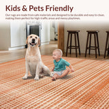Ultra Soft Area Rug, Non Slip, Stain Resistant, Washable Area Rugs for Living Room, Bedroom, Chic Rubber Backed Design(Orange)