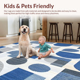 Ultra Soft Area Rug, Non Slip, Stain Resistant, Washable Area Rugs for Living Room, Bedroom, Abstract Braided Area Blue and Gray(Blue)