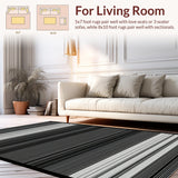 Ultra Soft Area Rug, Non Slip, Stain Resistant, Washable Area Rugs for Living Room, Bedroom, Rustic Reversible Patterned Textiles(Black)