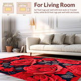 Ultra Soft Area Rug, Non Slip, Stain Resistant, Washable Area Rugs for Living Room, Bedroom, Luxurious Red Petal Arrangement(Red)