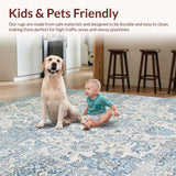 Ultra Soft Area Rug, Non Slip, Stain Resistant, Washable Area Rugs for Living Room, Bedroom, Rustic Textured Geometric Arrangement(Ivory)