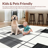 Ultra Soft Area Rug, Non Slip, Stain Resistant, Washable Area Rugs for Living Room, Bedroom, Artistic Silver and Black Fusion(Black)