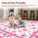Ultra Soft Area Rug, Non Slip, Stain Resistant, Washable Area Rugs for Living Room, Bedroom, Contemporary Pink Cozy Vibe(Pink)