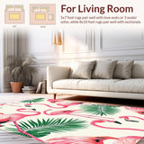 Ultra Soft Area Rug, Non Slip, Stain Resistant, Washable Area Rugs for Living Room, Bedroom, Lively Garden-Inspired Color Palette(White)