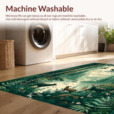 Ultra Soft Area Rug, Non Slip, Stain Resistant, Washable Area Rugs for Living Room, Bedroom, Stylish Contemporary Animal Illustration(Green)