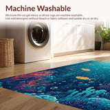 Ultra Soft Area Rug, Non Slip, Stain Resistant, Washable Area Rugs for Living Room, Bedroom, Oceanic Sensory Mat Marine Life & Bubbles Play Area Rug Design(Blue)