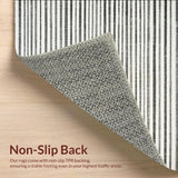 Ultra Soft Area Rug, Non Slip, Stain Resistant, Washable Area Rugs for Living Room, Bedroom, White Striped Rug(Black)