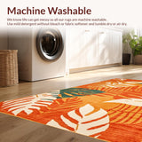 Ultra Soft Area Rug, Non Slip, Stain Resistant, Washable Area Rugs for Living Room, Bedroom, Quirky Colorful Retro Vibes(Orange)