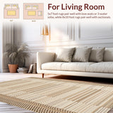 Ultra Soft Area Rug, Non Slip, Stain Resistant, Washable Area Rugs for Living Room, Bedroom, Vintage-Inspired Earthy Scallop Pattern(Beige)