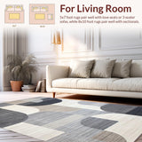 Ultra Soft Area Rug, Non Slip, Stain Resistant, Washable Area Rugs for Living Room, Bedroom, Sleek Monochrome Ogee Motif(Gray)