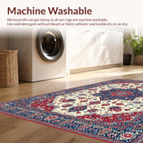Ultra Soft Area Rug, Non Slip, Stain Resistant, Washable Area Rugs for Living Room, Bedroom, Rustic Vintage Patterned Round Design(White)