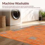Ultra Soft Area Rug, Non Slip, Stain Resistant, Washable Area Rugs for Living Room, Bedroom, Vibrant Abstract Geometric Design(Orange)