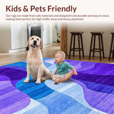 Ultra Soft Area Rug, Non Slip, Stain Resistant, Washable Area Rugs for Living Room, Bedroom, Vibrant Abstract Swirl Motif(Purple)