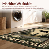 Ultra Soft Area Rug, Non Slip, Stain Resistant, Washable Area Rugs for Living Room, Bedroom, Classic Woodland Animal Motif(Beige)