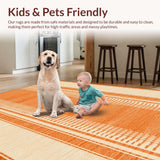 Ultra Soft Area Rug, Non Slip, Stain Resistant, Washable Area Rugs for Living Room, Bedroom, Contemporary Plush Orange Aesthetic(Orange)