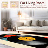Ultra Soft Area Rug, Non Slip, Stain Resistant, Washable Area Rugs for Living Room, Bedroom, Contemporary Monochrome Vinyl Aesthetic(Black)