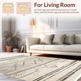Ultra Soft Area Rug, Non Slip, Stain Resistant, Washable Area Rugs for Living Room, Bedroom, Sophisticated Cozy Chevron Design(Beige)