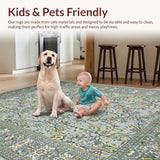Ultra Soft Area Rug, Non Slip, Stain Resistant, Washable Area Rugs for Living Room, Bedroom, Sophisticated Ethnic Floral Arrangement(Gray)