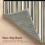 Black and Beige Striped Area with Chic Geometric for Decor(Beige)