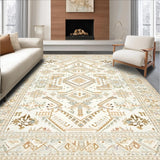 Ivory Beige Tribal Runner Loop Pile Area(Beige)