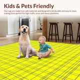 Ultra Soft Area Rug, Non Slip, Stain Resistant, Washable Area Rugs for Living Room, Bedroom, Elegant Layered Trellis Look(Yellow)