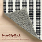 Ultra Soft Area Rug, Non Slip, Stain Resistant, Washable Area Rugs for Living Room, Bedroom, Stylish Striped Door Mat Black and White Accent Rug(Black)
