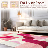 Ultra Soft Area Rug, Non Slip, Stain Resistant, Washable Area Rugs for Living Room, Bedroom, Abstract Geometric Living Room Multicolor Faded Rug(Pink)