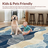 Ultra Soft Area Rug, Non Slip, Stain Resistant, Washable Area Rugs for Living Room, Bedroom, Rustic Textured Natural Tones(Blue)