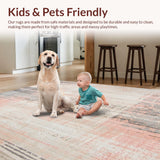 Ultra Soft Area Rug, Non Slip, Stain Resistant, Washable Area Rugs for Living Room, Bedroom, Contemporary Distressed Runner Elegant Floor(Pink)