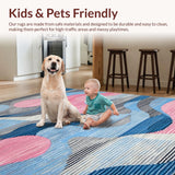 Ultra Soft Area Rug, Non Slip, Stain Resistant, Washable Area Rugs for Living Room, Bedroom, Modern Artistic Tiled Motif(Gray)