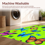 Ultra Soft Area Rug, Non Slip, Stain Resistant, Washable Area Rugs for Living Room, Bedroom, Charming Colorful Insect Motif Design(Blue)