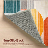 Ultra Soft Area Rug, Non Slip, Stain Resistant, Washable Area Rugs for Living Room, Bedroom, Earthy Toned Tribal Motif(Orange)