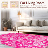 Ultra Soft Area Rug, Non Slip, Stain Resistant, Washable Area Rugs for Living Room, Bedroom, Whimsical Bright Color Fusion(Pink)