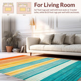 Ultra Soft Area Rug, Non Slip, Stain Resistant, Washable Area Rugs for Living Room, Bedroom, Bright Modern Kaleidoscope Style(Orange)
