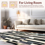 Ultra Soft Area Rug, Non Slip, Stain Resistant, Washable Area Rugs for Living Room, Bedroom, Retro-Inspired Black and White Striped Area Carpet Design(Black)