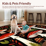 Ultra Soft Area Rug, Non Slip, Stain Resistant, Washable Area Rugs for Living Room, Bedroom, Stylish Black Nature Theme(Red)