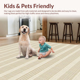 Ultra Soft Area Rug, Non Slip, Stain Resistant, Washable Area Rugs for Living Room, Bedroom, Rustic Textured Trellis Aesthetic(Beige)