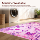 Ultra Soft Area Rug, Non Slip, Stain Resistant, Washable Area Rugs for Living Room, Bedroom, Delicate Purple Garden Atmosphere(Pink)