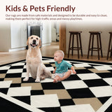 Ultra Soft Area Rug, Non Slip, Stain Resistant, Washable Area Rugs for Living Room, Bedroom, Stylish Diamond Trellis Aesthetic(Beige)
