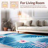 Ultra Soft Area Rug, Non Slip, Stain Resistant, Washable Area Rugs for Living Room, Bedroom, Lush Palm Leaf Aesthetic(Blue)