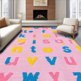 Ultra Soft Area Rug, Non Slip, Stain Resistant, Washable Area Rugs for Living Room, Bedroom, Lively Thematic Numbers and Animals Pattern(Pink)