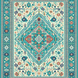 Ultra Soft Area Rug, Non Slip, Stain Resistant, Washable Area Rugs for Living Room, Bedroom, Boho Turquoise & Beige(Blue)