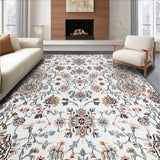 Ultra Soft Area Rug, Non Slip, Stain Resistant, Washable Area Rugs for Living Room, Bedroom, Rustic Earthy Toned Elegance(White)